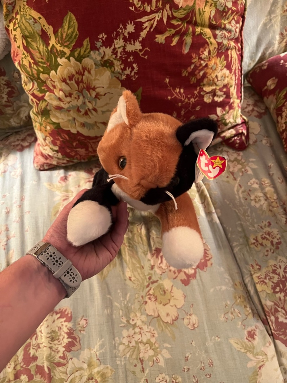 Ty Calico Cat Beanie Plush - Brown, Black & White